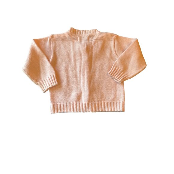 Vintage 80s Baby Cardigan Sweater Pink Button-Up Blue Bird 100% Acrylic - Picture 4 of 4